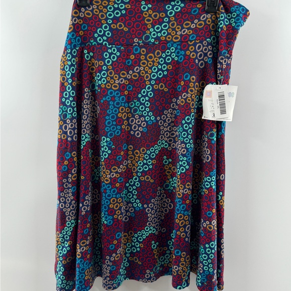 LuLaRoe Dresses & Skirts - LuLaRoe Azure Skirt NWT – Women’s 3XL Navy Multicolor Circle Print
